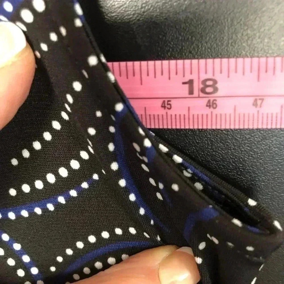 Investments Sleeveless,twisted waist detail,round neck,flare,stretch,dot print - Picture 7 of 12